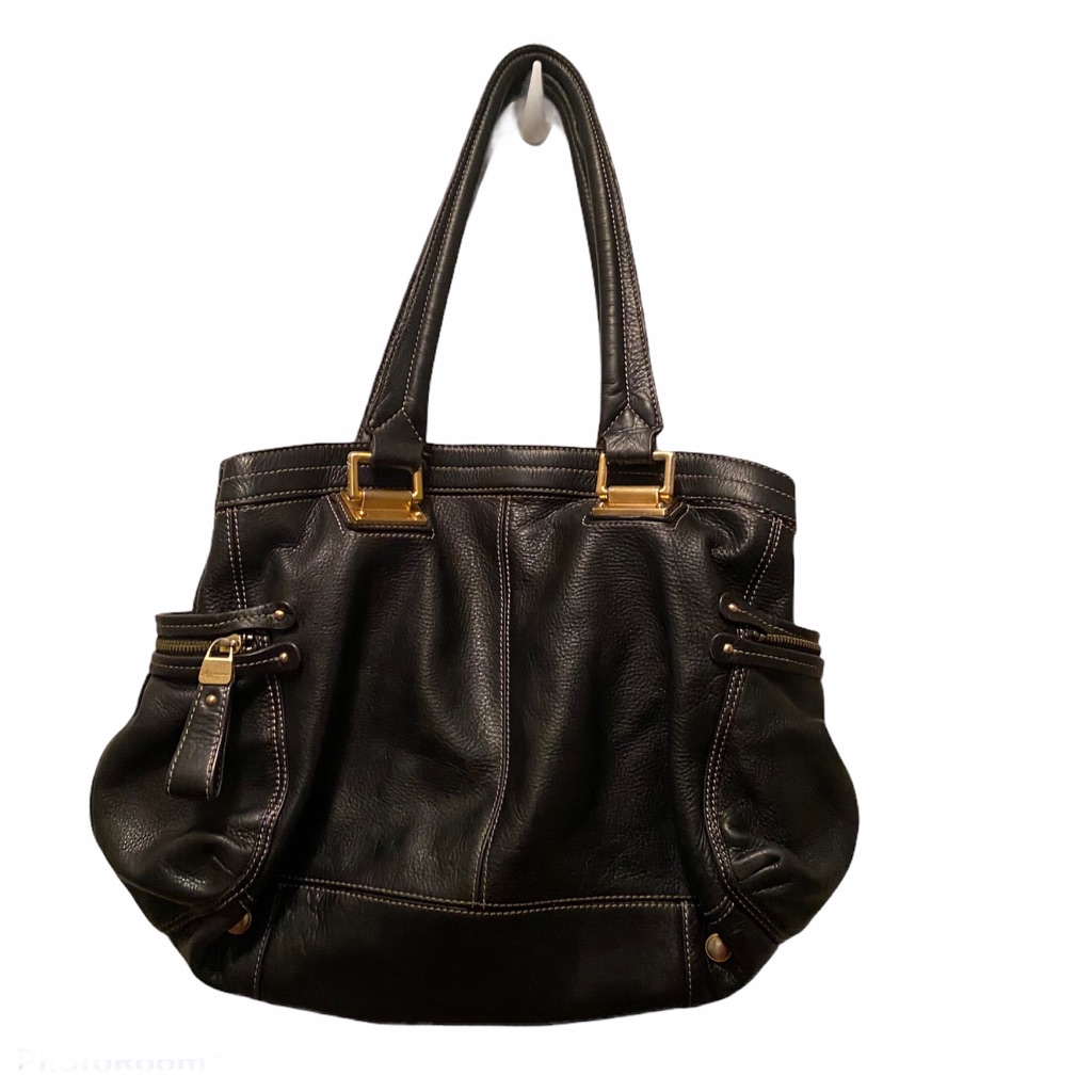B. Makowsky Black Leather Tote Bag